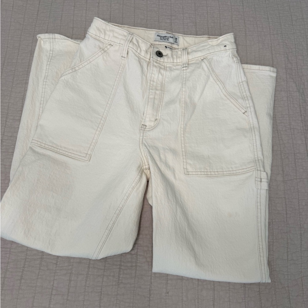 Abercrombie & Fitch Cream/Off-White Carpenter Women's Jeans